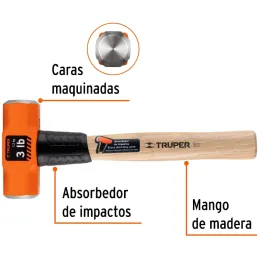 Comba Octagonal Cabeza 3 lb x12" Maquinada Termoplastico Truper 16507 Truper-Comba Octagonal Cabeza 3 lb x12" Maquinada Termopla