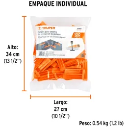 Bolsa con 100 cuñas para nivelación de azulejos Porcelanatos Niveladores Truper 100518 Truper-Bolsa con 100 cuñas para nivelació