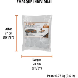 Bolsa con 100 anclas rectas para nivelación de azulejos Porcelanatos Niveladores Truper 100517 Truper-Bolsa con 100 anclas recta