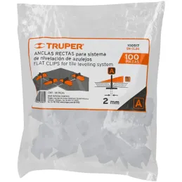 Bolsa con 100 anclas rectas para nivelación de azulejos Porcelanatos Niveladores Truper 100517 Truper-Bolsa con 100 anclas recta
