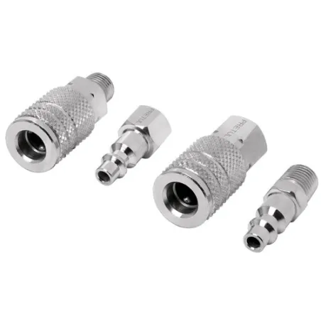  Juego de Acoples y Conectores de Acero Cromado 4 Piezas, Cuerda 1/4 NPT, CORAL-4P 27020 Pretul 13.559322 Juego de Acoples y Con