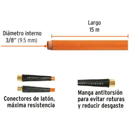 Mangueras para compresor 3/8" x15m PVC Truper 10894 Truper-Mangueras para compresor 3/8" x15m PVC Truper 10894 Presión máxima de