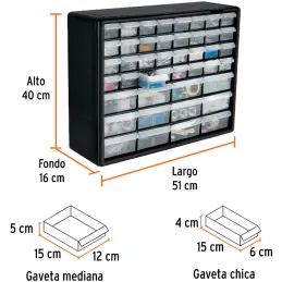 Organizador 44 Gavetas 51x16x40cm Compartimientos ABS Truper 102642 Truper-Organizador 44 Gavetas 51x16x40cm Compartimientos ABS