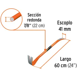Pata de Cabra 7/8" x60cm 2.2kg Truper 102649 Truper-Pata de Cabra 7/8" x60cm 2.2kg Truper 102649 Fabricada en acero con doble tr
