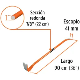 Pata de Cabra 7/8" x90cm 3.4kg Truper 102671 Truper-Pata de Cabra 7/8" x90cm 3.4kg Truper 102671 Fabricada en acero con doble tr