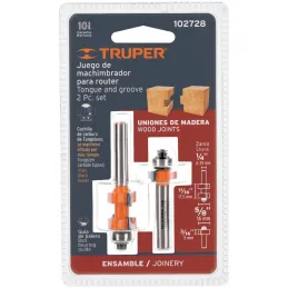 Juego de Fresas Machimbrador 5/8" x16mm cRodaje Truper 102728 Truper-Juego de Fresas Machimbrador 5/8" x16mm cRodaje Truper 1027