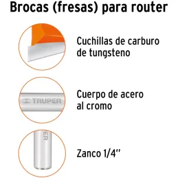 Juego de Fresas Machimbrador 5/8" x16mm cRodaje Truper 102728 Truper-Juego de Fresas Machimbrador 5/8" x16mm cRodaje Truper 1027