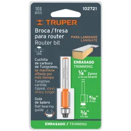 Fresas Corte Recto 3/8" x14mm cRodaje Truper 102721 Truper-Fresas Corte Recto 3/8" x14mm cRodaje Truper 102721 Cuerpo de acero a