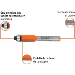 Fresas Corte Recto 3/8" x14mm cRodaje Truper 102721 Truper-Fresas Corte Recto 3/8" x14mm cRodaje Truper 102721 Cuerpo de acero a