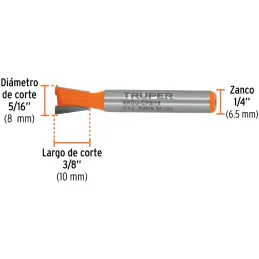 Fresas Cola de Pato 5/16" x10mm Truper 102717 Truper-Fresas Cola de Pato 5/16" x10mm Truper 102717 Cuerpo de acero al cromo y cu