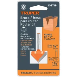 Fresas Corte V 1-1/8" x20mm Truper 102719 Truper-Fresas Corte V 1-1/8" x20mm Truper 102719 Cuerpo de acero al cromo y cuchilla d