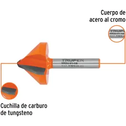 Fresas Corte V 1-1/8" x20mm Truper 102719 Truper-Fresas Corte V 1-1/8" x20mm Truper 102719 Cuerpo de acero al cromo y cuchilla d