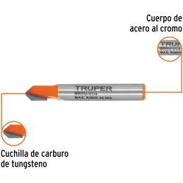 Fresas Corte V 1/4" x10mm Truper 102718 Truper-Fresas Corte V 1/4" x10mm Truper 102718 Cuerpo de acero al cromo y cuchilla de ca