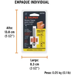Fresas Rebajadora 7/8" x13mm cRodaje Truper 102724 Truper-Fresas Rebajadora 7/8" x13mm cRodaje Truper 102724 Cuerpo de acero al 