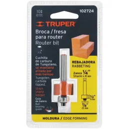 Fresas Rebajadora 7/8" x13mm cRodaje Truper 102724 Truper-Fresas Rebajadora 7/8" x13mm cRodaje Truper 102724 Cuerpo de acero al 