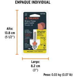 Fresas Redondeadoras 5/8" x8mm cRodaje Truper 102726 Truper-Fresas Redondeadoras 5/8" x8mm cRodaje Truper 102726 Cuerpo de acero