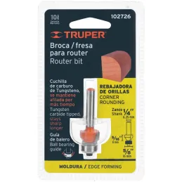 Fresas Redondeadoras 5/8" x8mm cRodaje Truper 102726 Truper-Fresas Redondeadoras 5/8" x8mm cRodaje Truper 102726 Cuerpo de acero