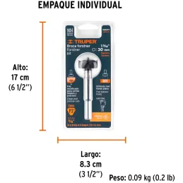 Brocas Madera Forstner 30mm x95mm Acarbono Truper 102371 Truper-Brocas Madera Forstner 30mm x95mm Acarbono Truper 102371 Fabrica