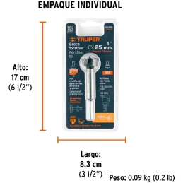 Brocas Madera Forstner 25mm x95mm Acarbono Truper 102370 Truper-Brocas Madera Forstner 25mm x95mm Acarbono Truper 102370 Fabrica