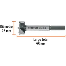 Brocas Madera Forstner 25mm x95mm Acarbono Truper 102370 Truper-Brocas Madera Forstner 25mm x95mm Acarbono Truper 102370 Fabrica