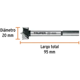 Brocas Madera Forstner 20mm x95mm Acarbono Truper 102319 Truper-Brocas Madera Forstner 20mm x95mm Acarbono Truper 102319 Fabrica