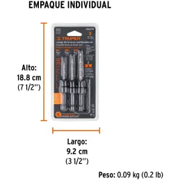 Juego de Brocas Avellanadoras 3 Piezas para Madera Truper 102378 Truper-Juego de Brocas Avellanadoras 3 Piezas para Madera Trupe