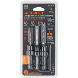Juego de Brocas Avellanadoras 3 Piezas para Madera Truper 102378 Truper-Juego de Brocas Avellanadoras 3 Piezas para Madera Trupe