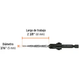 Brocas Avellanadoras 5mm x61mm para Madera Truper 102377 Truper-Brocas Avellanadoras 5mm x61mm para Madera Truper 102377 Fabrica