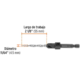 Brocas Avellanadoras 4.5mm x55mm para Madera Truper 102376 Truper-Brocas Avellanadoras 4.5mm x55mm para Madera Truper 102376 Fab
