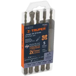 Juego de Brocas para Concreto SDS Plus 5 Piezas Truper 102364 Truper-Juego de Brocas para Concreto SDS Plus 5 Piezas Truper 1023