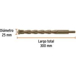 Brocas Concreto 25mm x300mm ZP3 Ctungsteno Truper 102360 Truper-Brocas Concreto 25mm x300mm ZP3 Ctungsteno Truper 102360 Cuerpo 
