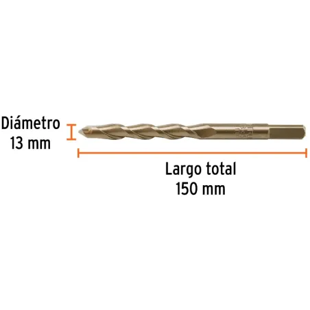 Brocas Concreto 13mm x150mm ZP3 Ctungsteno Truper 102351 Truper-Brocas Concreto 13mm x150mm ZP3 Ctungsteno Truper 102351 Cuerpo 