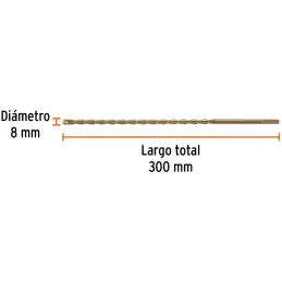 Brocas Concreto 8mm x300mm ZP3 Ctungsteno Truper 102347 Truper-Brocas Concreto 8mm x300mm ZP3 Ctungsteno Truper 102347 Cuerpo de