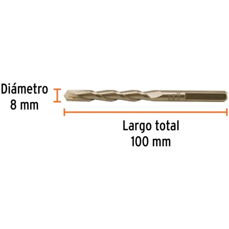 Brocas Concreto 8mm x100mm ZP3 Ctungsteno Truper 102345 Truper-Brocas Concreto 8mm x100mm ZP3 Ctungsteno Truper 102345 Cuerpo de