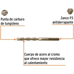 Brocas Concreto 8mm x100mm ZP3 Ctungsteno Truper 102345 Truper-Brocas Concreto 8mm x100mm ZP3 Ctungsteno Truper 102345 Cuerpo de