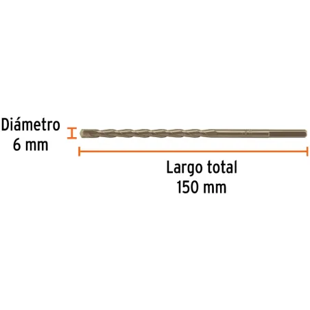 Brocas Concreto 6mm x150mm ZP3 Ctungsteno Truper 102343 Truper-Brocas Concreto 6mm x150mm ZP3 Ctungsteno Truper 102343 Cuerpo de