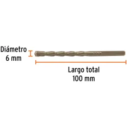 Brocas Concreto 6mm x100mm ZP3 Ctungsteno Truper 102342 Truper-Brocas Concreto 6mm x100mm ZP3 Ctungsteno Truper 102342 Cuerpo de