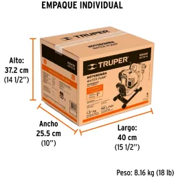 Motobombas 1" 1.3HP 110L Motor Gasolina 36cc 4T 25m Truper 102432 Truper-Motobombas 1" 1.3HP 110L Motor Gasolina 36cc 4T 25m Tru