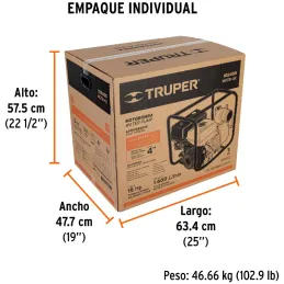 Motobombas 4" 15HP 1600L Motor Gasolina 420cc 4T 30m Truper 102405 Truper-Motobombas 4" 15HP 1600L Motor Gasolina 420cc 4T 30m T
