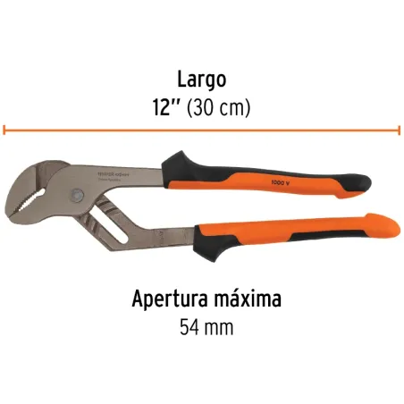 Alicates Picoloro 12" Aislado 1000V ConfortGrip 5Ajustes Truper 102394 Truper-Alicates Picoloro 12" Aislado 1000V ConfortGrip 5A