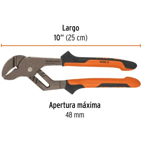 Alicates Picoloro 10" Aislado 1000V ConfortGrip 5Ajustes Truper 13068 Truper-Alicates Picoloro 10" Aislado 1000V ConfortGrip 5Aj
