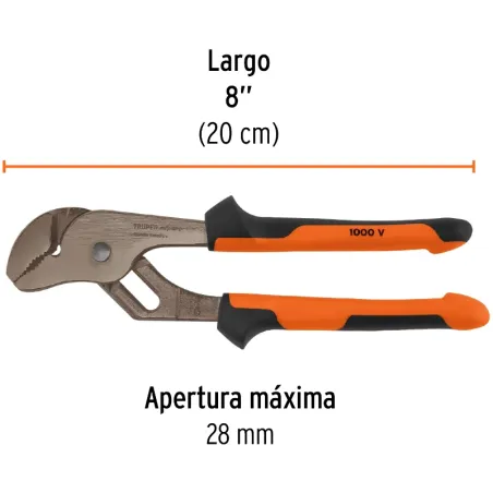 Alicates Picoloro 8" Aislado 1000V ConfortGrip 5Ajustes Truper 102393 Truper-Alicates Picoloro 8" Aislado 1000V ConfortGrip 5Aju