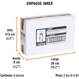 Alicates de corte diagonal 8" 1000v ComfortGrip CrVanadio Truper 102428 Truper-Alicates de corte diagonal 8" 1000v ComfortGrip C