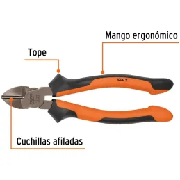 Alicates de corte diagonal 8" 1000v ComfortGrip CrVanadio Truper 102428 Truper-Alicates de corte diagonal 8" 1000v ComfortGrip C
