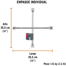 Llaves de Rueda 14" en Cruz 17mm 3/4 13/16 7/8 PulidaCromada Truper 102635 Truper-Llaves de Rueda 14" en Cruz 17mm 3/4 13/16 7/8