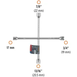 Llaves de Rueda 14" en Cruz 17mm 3/4 13/16 7/8 PulidaCromada Truper 102635 Truper-Llaves de Rueda 14" en Cruz 17mm 3/4 13/16 7/8