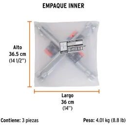 Llaves de Rueda 16" en Cruz 17mm 3/4 13/16 7/8 PulidaCromada Truper 102634 Truper-Llaves de Rueda 16" en Cruz 17mm 3/4 13/16 7/8