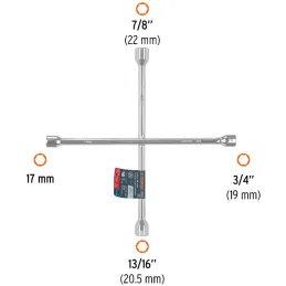 Llaves de Rueda 16" en Cruz 17mm 3/4 13/16 7/8 PulidaCromada Truper 102634 Truper-Llaves de Rueda 16" en Cruz 17mm 3/4 13/16 7/8
