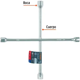 Llaves de Rueda 16" en Cruz 17mm 3/4 13/16 7/8 PulidaCromada Truper 102634 Truper-Llaves de Rueda 16" en Cruz 17mm 3/4 13/16 7/8