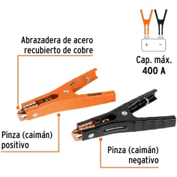 Caiman Cocodrilo para Cables pasa Corriente Auto Bateria Truper 100777 Truper-Caiman Cocodrilo para Cables pasa Corriente Auto B